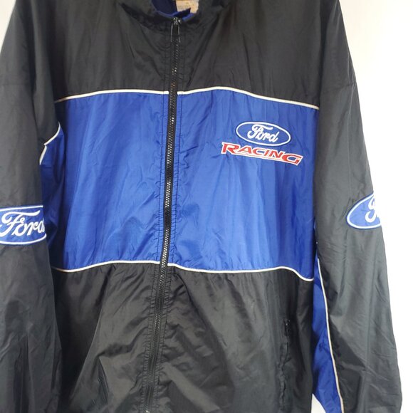 Vintage Ford Racing Nascar Racing Champions Apparel Zip Up Jacket Blue Black XL - Picture 2 of 11